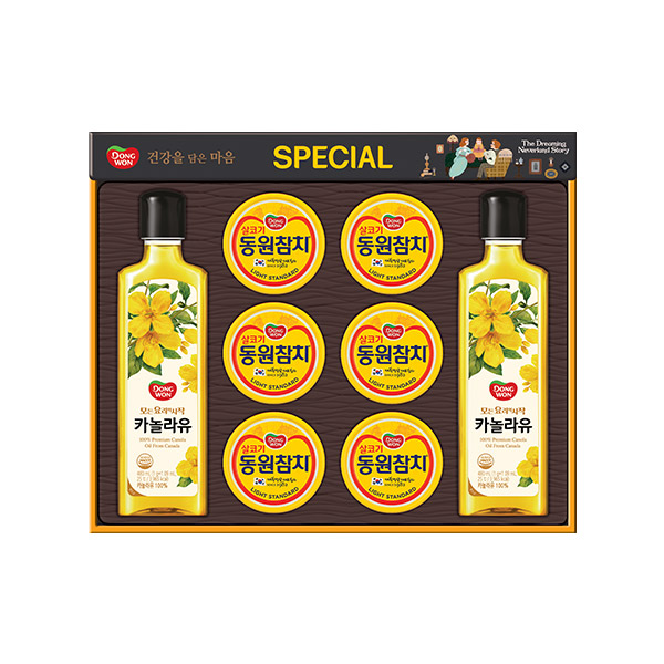 [26년설 동원선물세트] 동원 스페셜 15호 (라이트스탠다드 135g 6캔 + 카놀라유 480ml 2병)