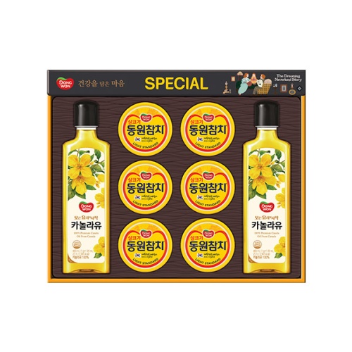 [26년설 동원선물세트] 동원 스페셜 15호 (라이트스탠다드 135g 6캔 + 카놀라유 480ml 2병)