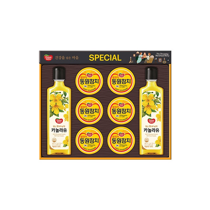 [26년설 동원선물세트] 동원 스페셜 15호 (라이트스탠다드 135g 6캔 + 카놀라유 480ml 2병)